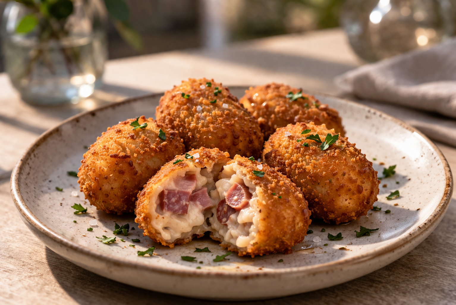 Croqueta de fabes con compango