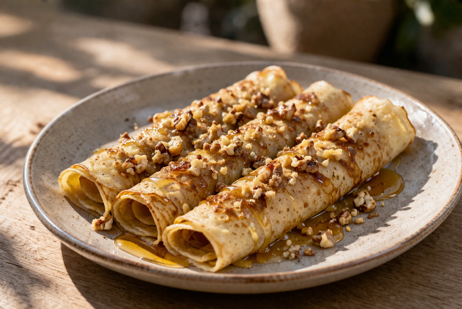 Filloas con miel de brezo