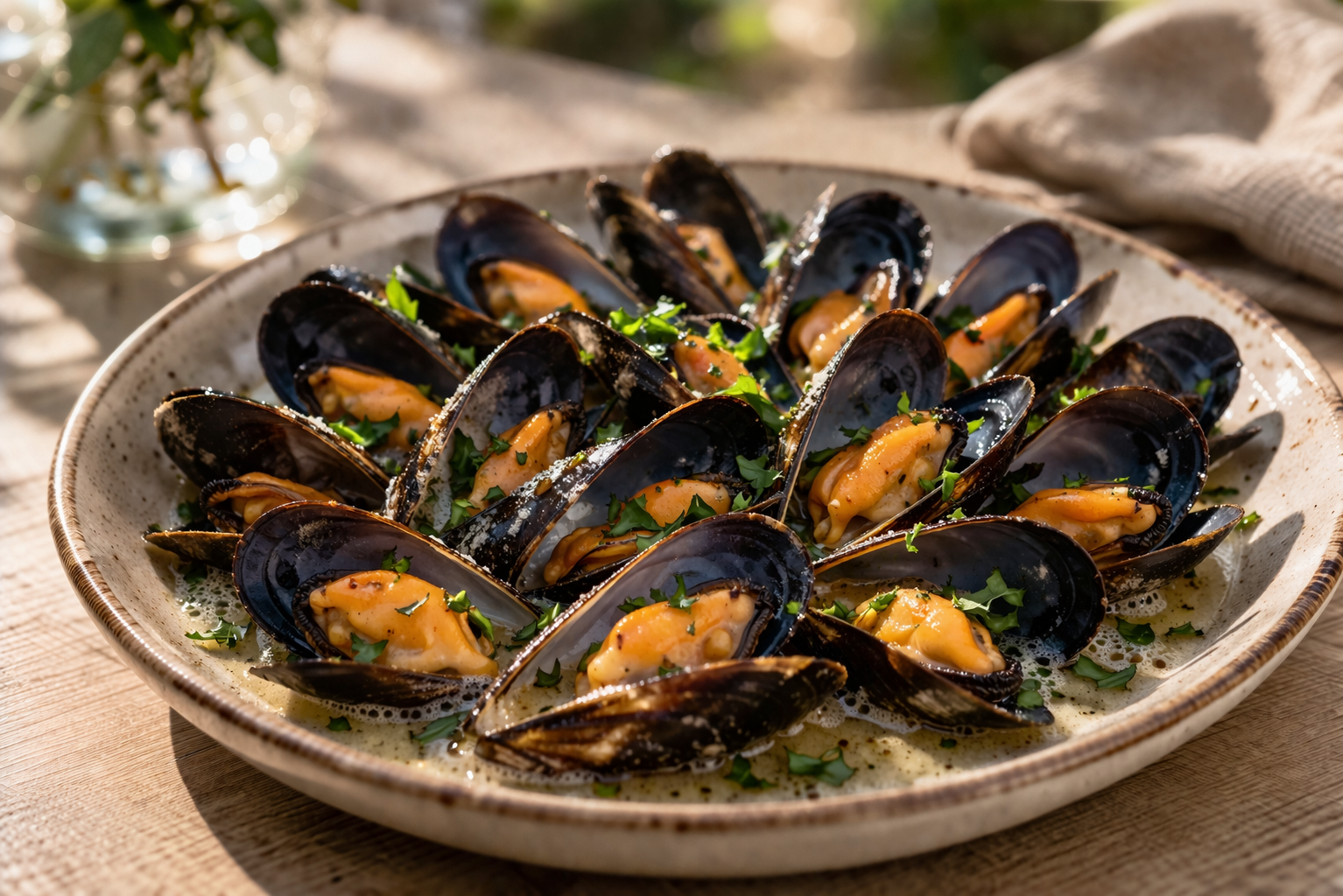 Mejillones al vapor con sidra
