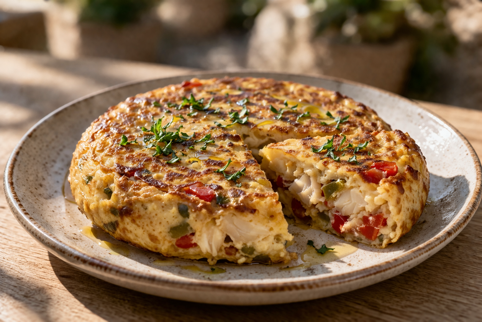 Tortilla de bacalao con pimientos